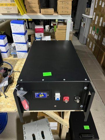 Акумулятор в зборі на 16 кВт (16080 Wh) з 16 комірок LiFePO4 314Ah Grade-A, дисплей 3,2 дюйми LCD і пара прохідних клем DC 200 А, автомат живлення DC 250 А (збірка акумуляторна на 16 кВт із звичайною BMS) 0010 фото