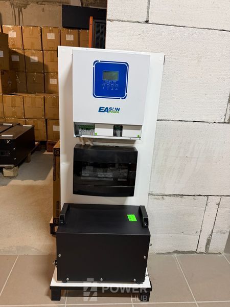 Система резервного живлення: акумулятор 4 кВт, інвертор EASUN-2 KW-12W, щиток автаматики з АВР на 12 модулів на стенді під ключ 0017 фото